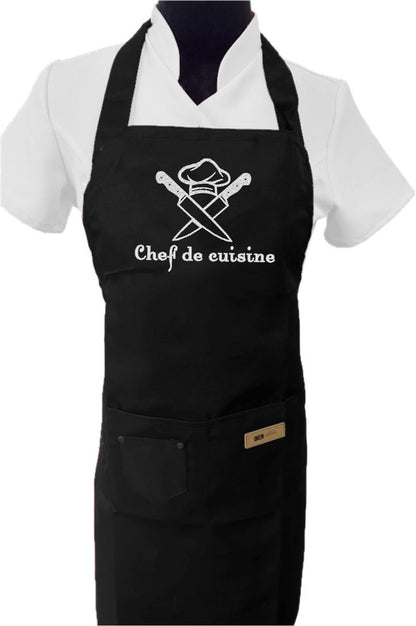 Keukenschort (volwassenen) - zwart - muts en messen