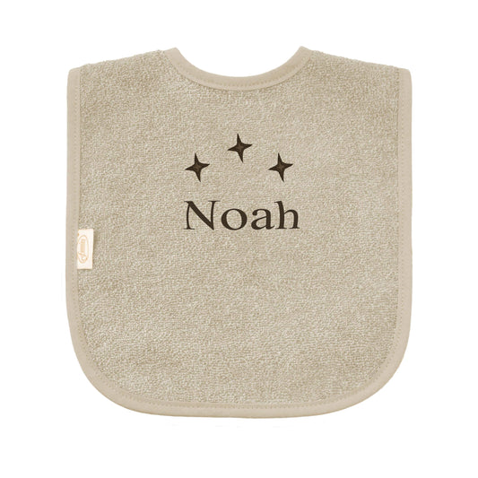 Slabbetje uni line - cream  - met EIGEN naam