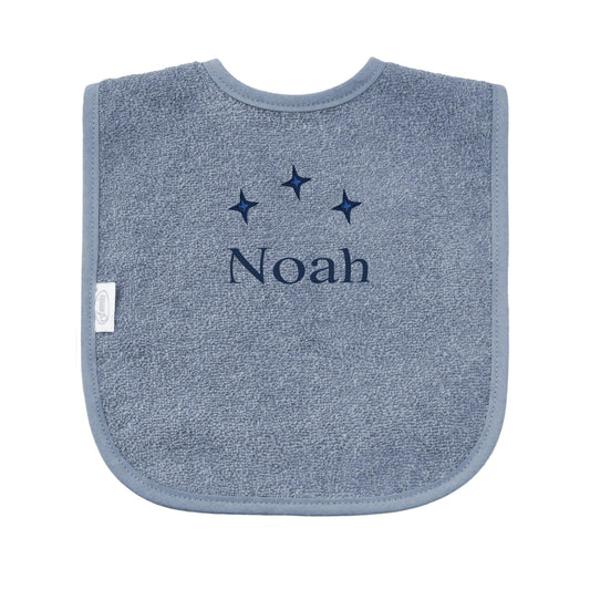 Slabbetje uni line - grey/blue  - met EIGEN naam