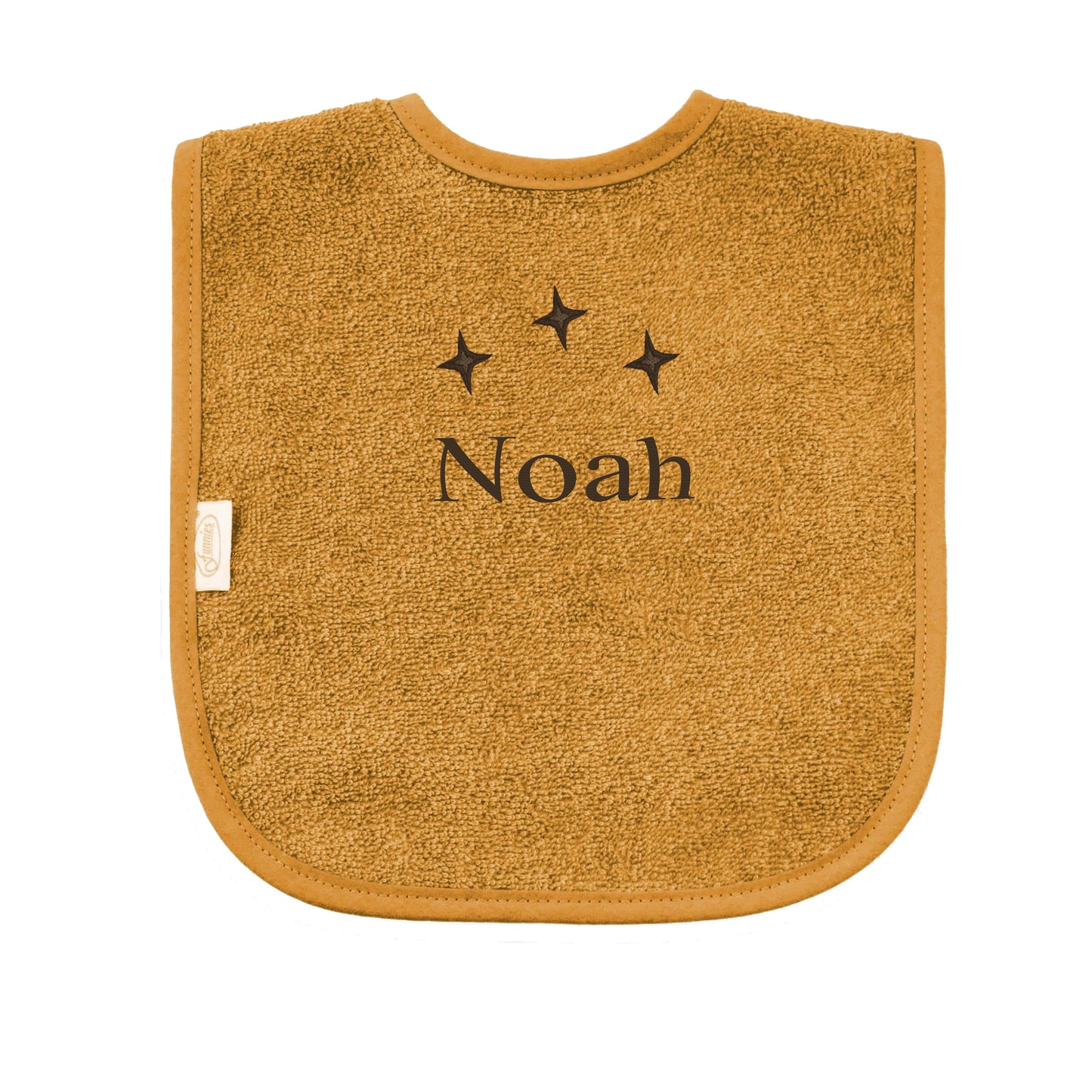 Slabbetje uni line - oker geel  - met EIGEN naam