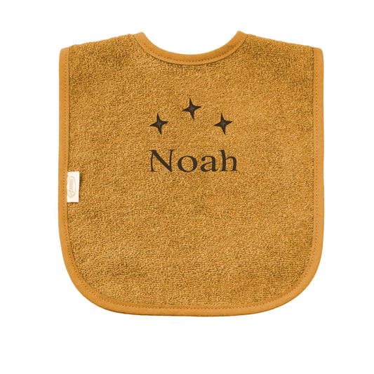 Slabbetje uni line - oker geel  - met EIGEN naam