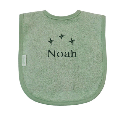 Slabbetje uni line - stone green  - met EIGEN naam