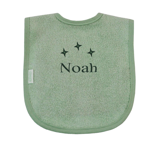 Slabbetje uni line - stone green  - met EIGEN naam