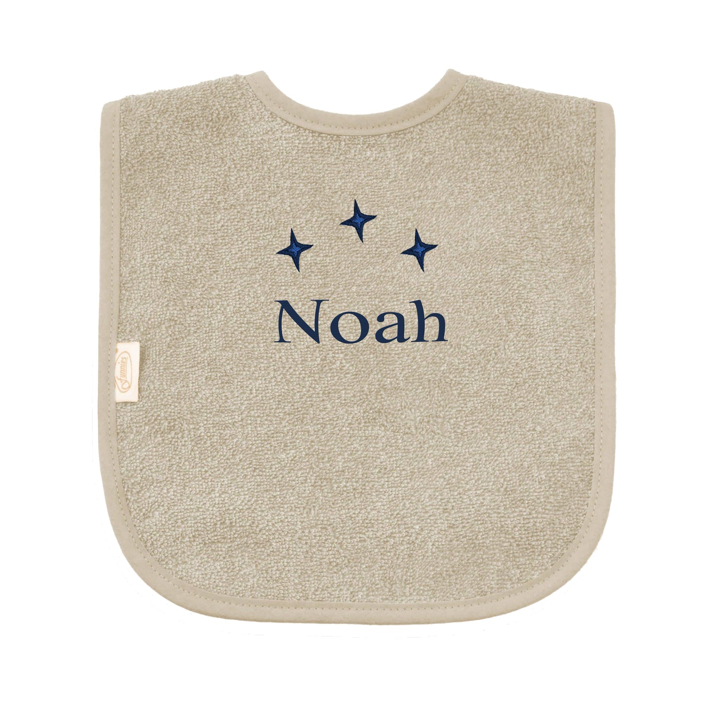 Slabbetje uni line - cream  - met EIGEN naam