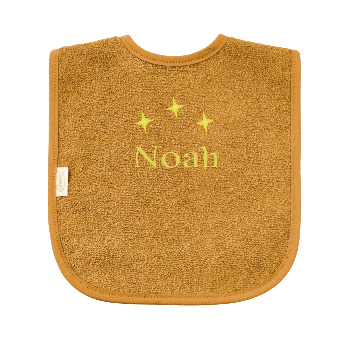 Slabbetje uni line - oker geel  - met EIGEN naam