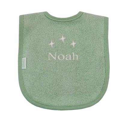 Slabbetje uni line - stone green  - met EIGEN naam