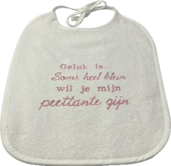 Slabbetje - roze - wil je mijn peettante worden?