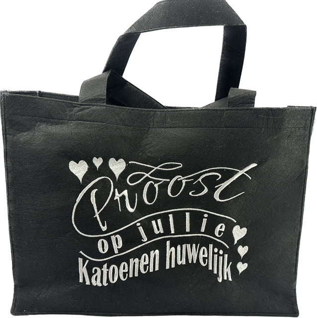 Tas vilt grijs shopping queen glitter goud - Kerst cadeau - moederdag verjaardag Geschenk - Gift - Valentijn