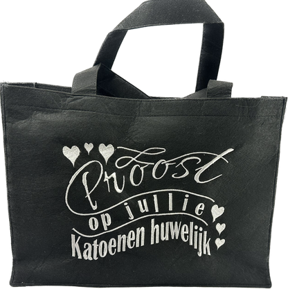 Tas vilt grijs shopping queen glitter goud - Kerst cadeau - moederdag verjaardag Geschenk - Gift - Valentijn