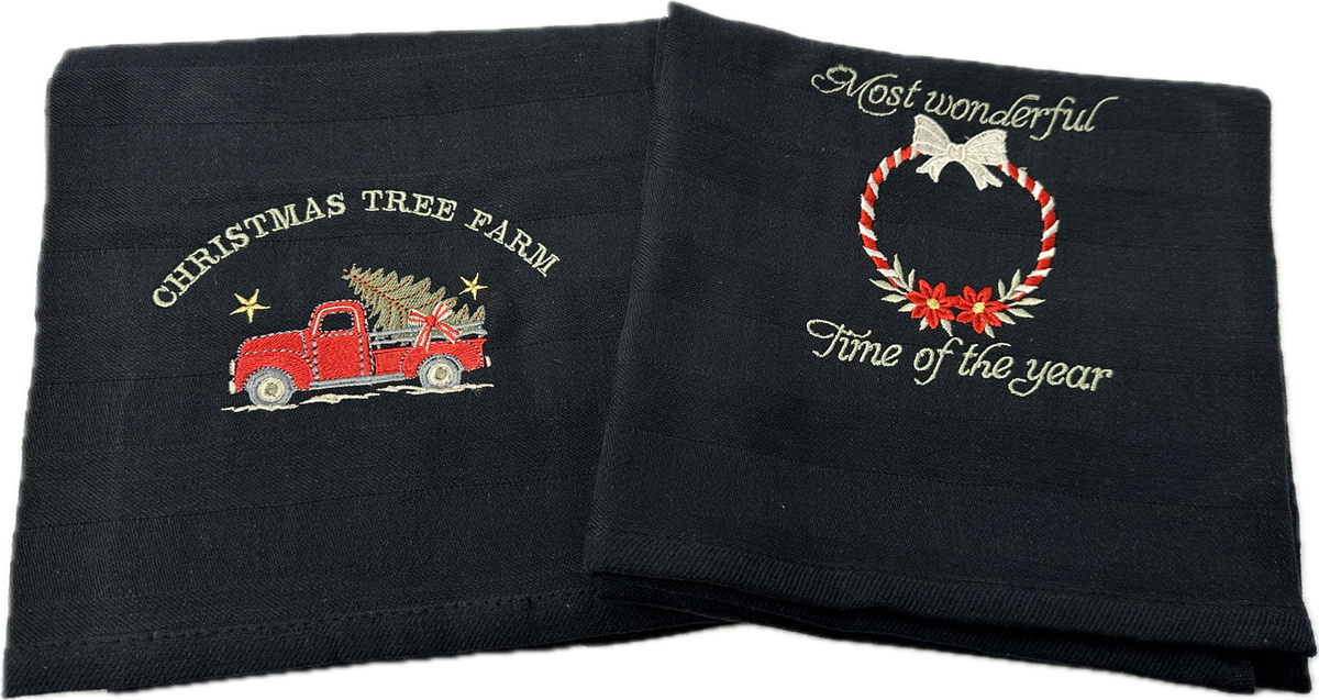 Kerst theedoek zwart Gepersonaliseerde geborduurde theedoek keuken benodigdheden kerstcadeau voor familie koks