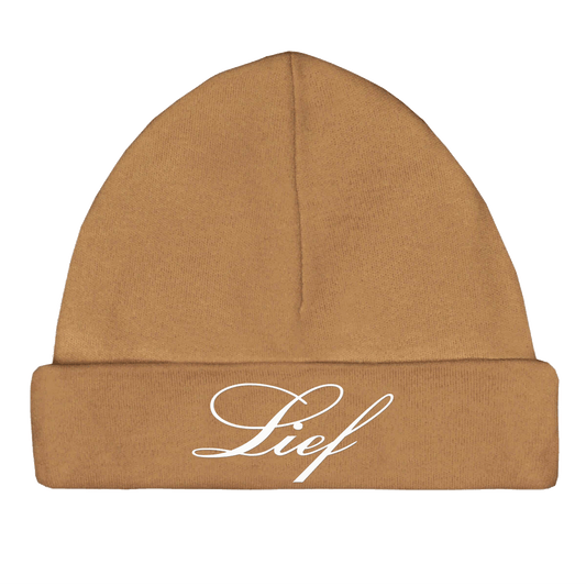 Babymutsje sand 50-56 - naam er op geborduurd