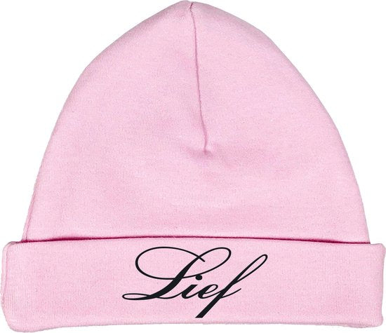 Babymutsje roze 62-68- met naam geborduurd