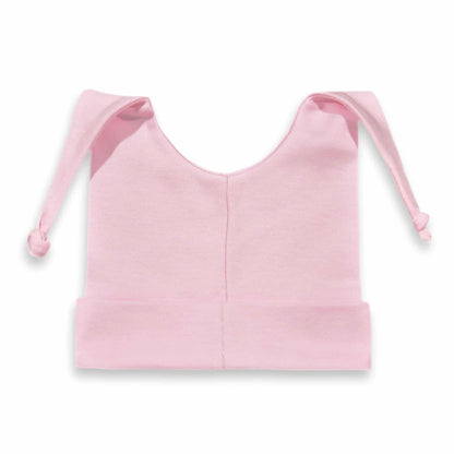 Babymutsje roze met 2 punten 62-68- met naam geborduurd