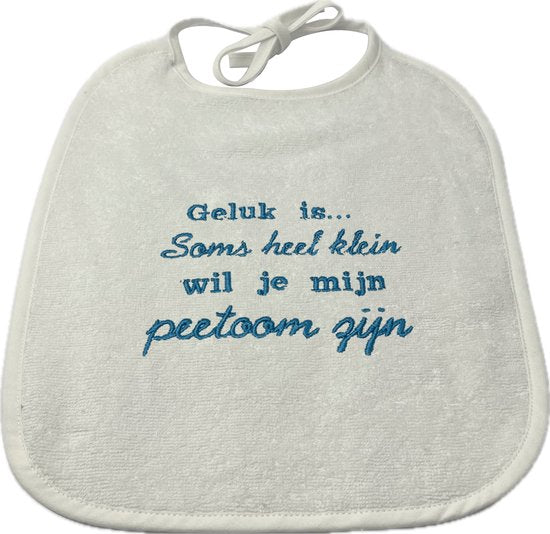 Slabbetje - blauw - wil je mijn peetoom worden?